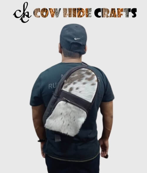Cowhide sling backpack sphere design