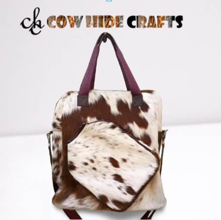 Cowhide sports bag front and back racket holder slot
