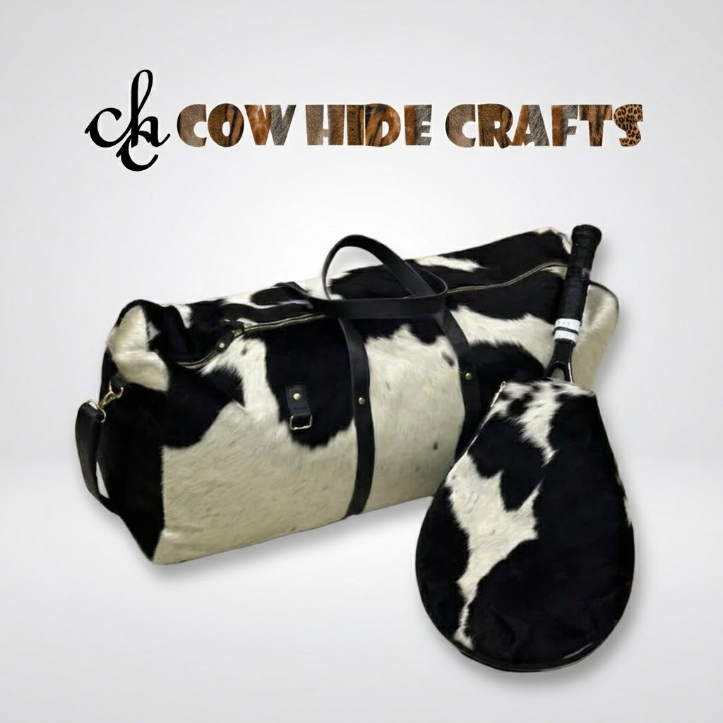 Cowhide Sports Duffle With Racket Sleeves