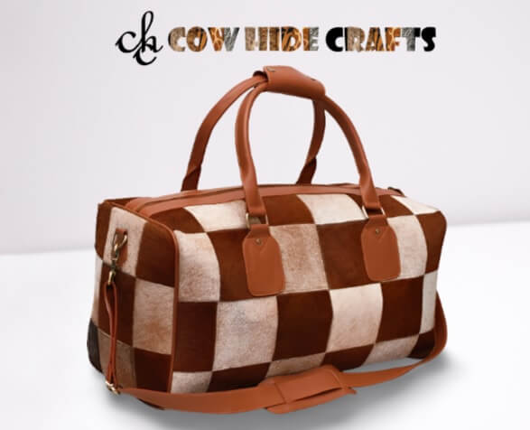 Square Patchwork Cowhide Duffle 