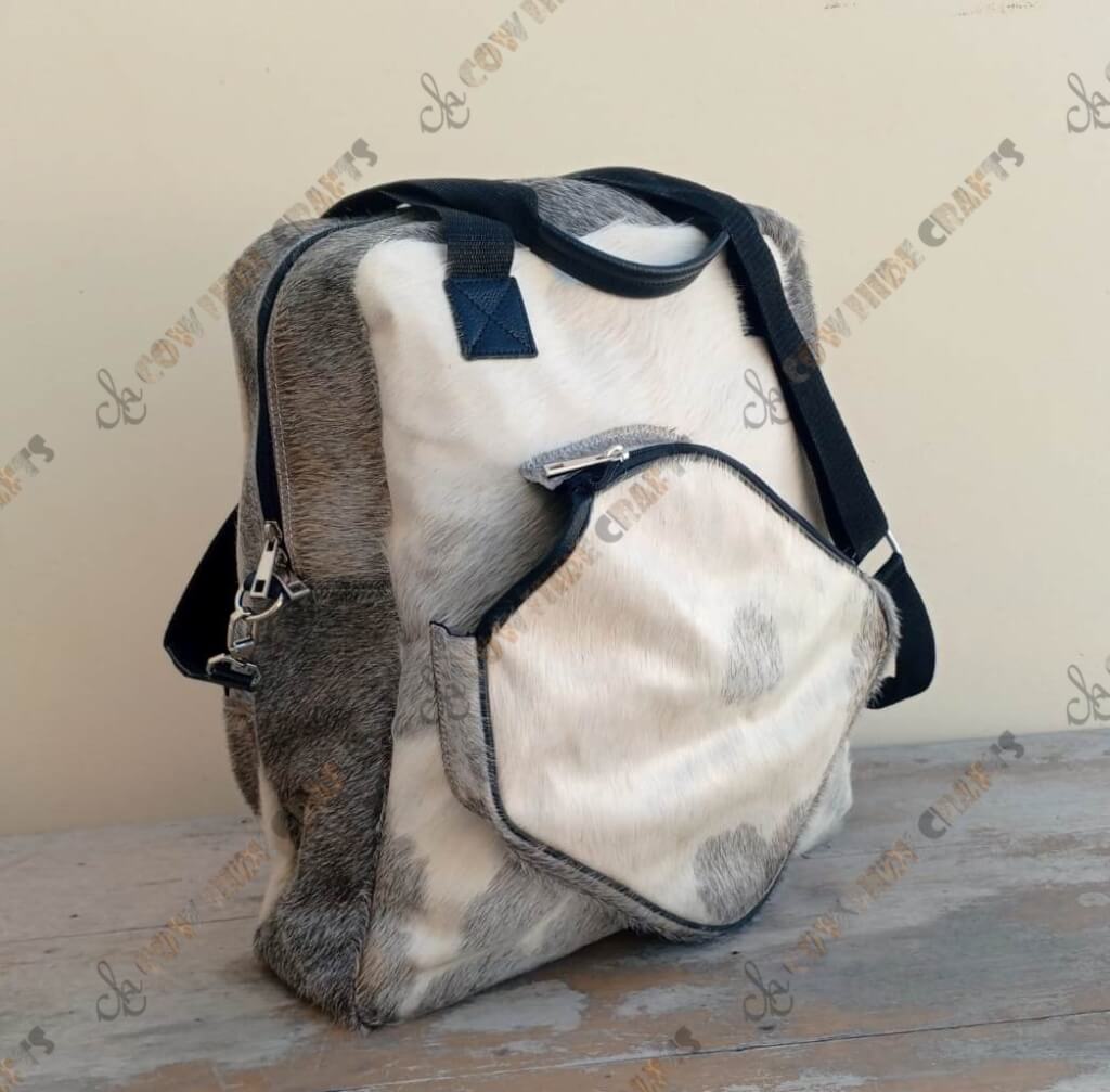Cowhide tennis bag dual front back racket holders