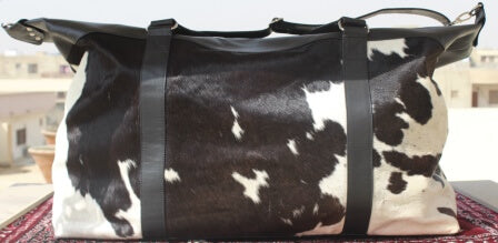 cowhide leather travel duffle bag