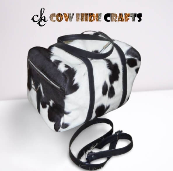 Cowhide travel duffle bag