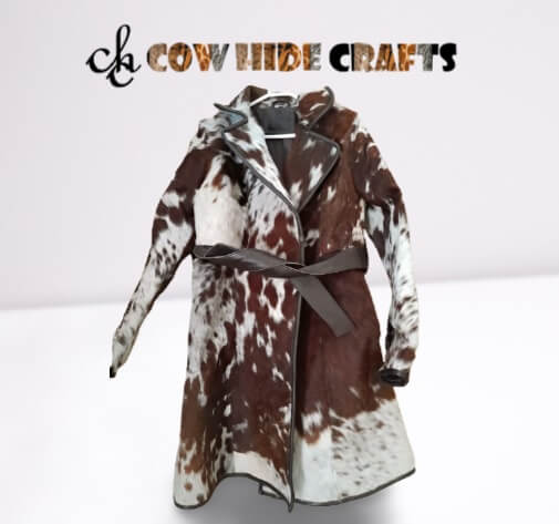 cowhide trench coat front view