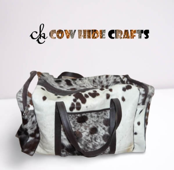 cowhide weekend travel duffle bag