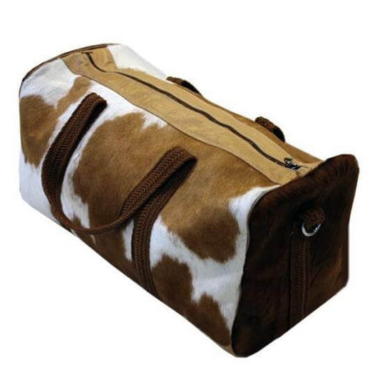 Cowhide weekender travel duffle bag