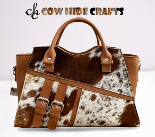 Cowhide western bag belted front accent detail