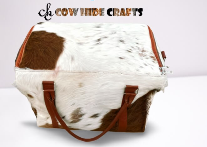 cowhide wide opening duffle