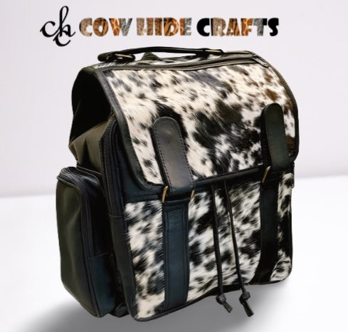 Lightweight flap closure black and white hair on college backpack