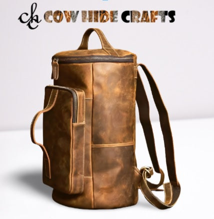 Crazy horse leather travel backpack