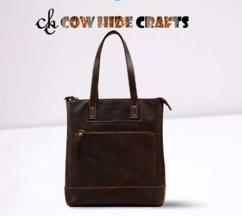 Crazy Horse vintage leather tote purse zipper