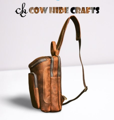 Crossbody leather sling bag distress style