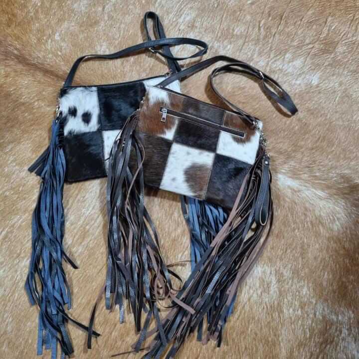 Crossbody partywear bulk clutches patchwork cowhide set 8