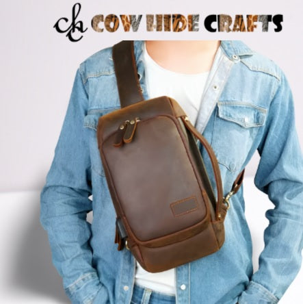 Crossbody riding bag leather black brown