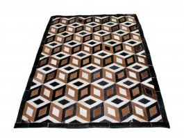Cube Style Patchwork Cowhide Rug