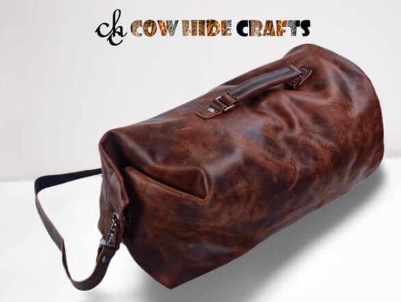 cylinder leather gym duffle bag 