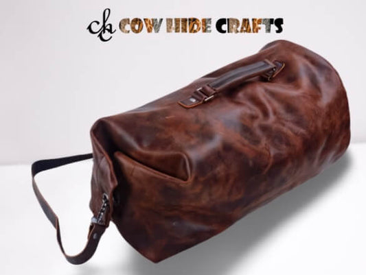 cylinder leather gym duffle bag 