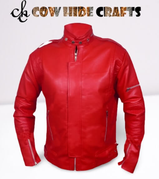 Daft Punk inspired red sheepskin leather jacket