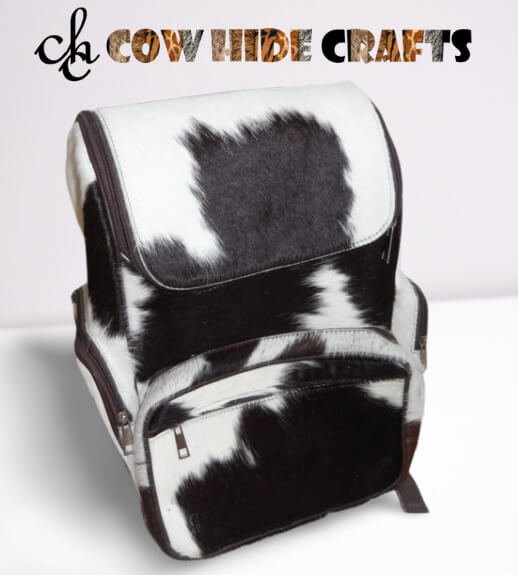 Dark brown cowhide backpack hair on hide 