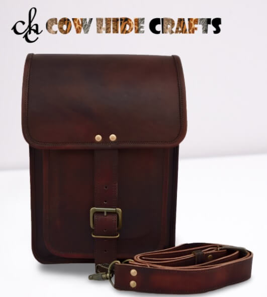 Dark brown leather crossbody bag maroon