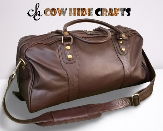 Dark Brown Leather Duffle Bag