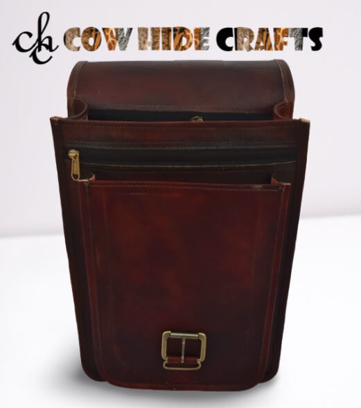 Dark brown sling bag exterior pockets