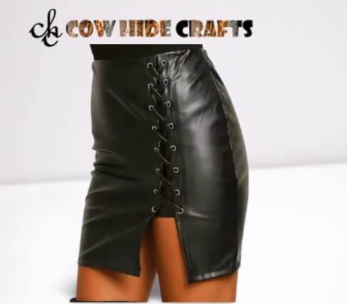 Above knee length side lace sheepskin skirt for date nights