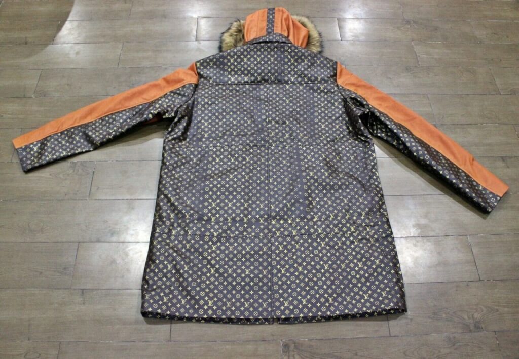 Designer printed long leather overcoat for men and women