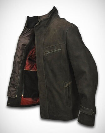 Detachable padded inner vest from dark brown leather jacket