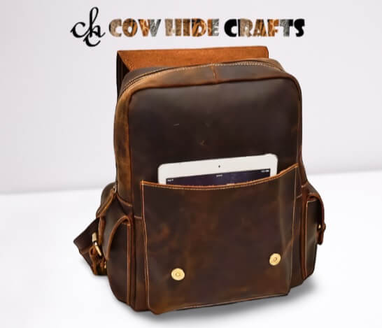 Dirty texture leather travelling knapsack