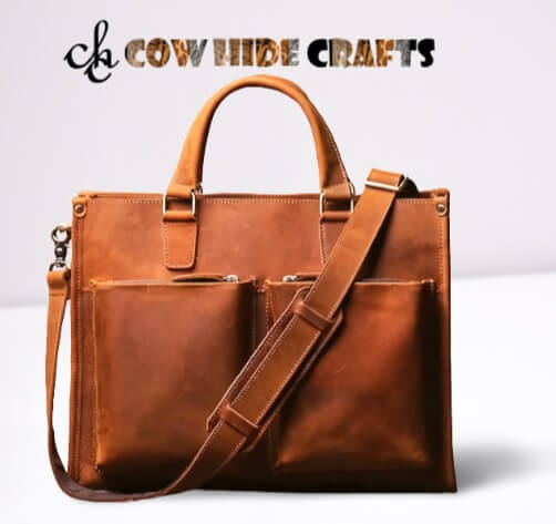 Distress brown leather messenger bag tan