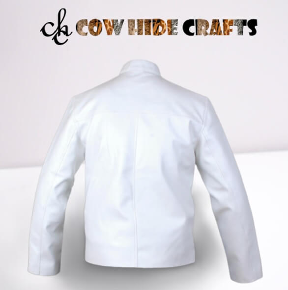 White Biker Leather Jacket image 2