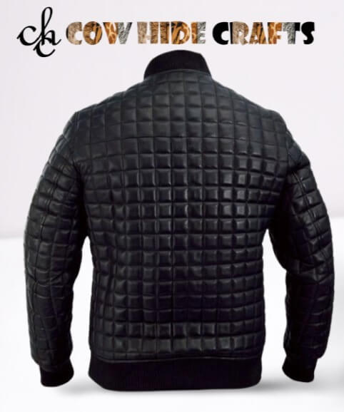 Elastic waist and cuffs on Usher quilted leather jacket