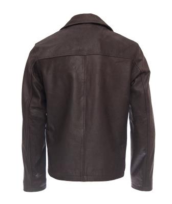Men's simple brown leather jacket styled for everyday casual