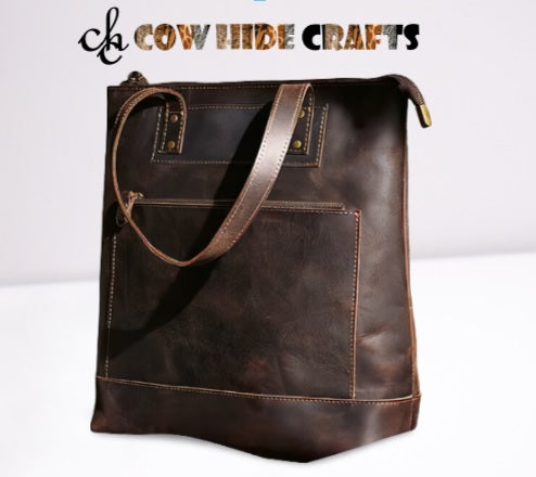 Crazy Horse vintage leather tote styled for everyday use