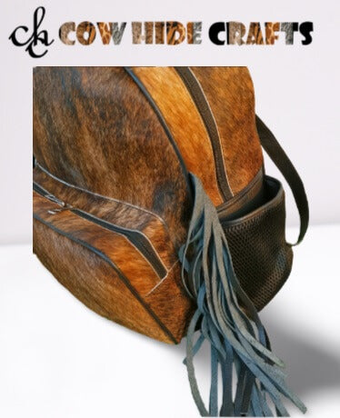 Exotic cowhide backpack side view