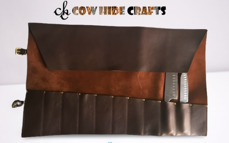 Expandable knife roll 10 knife rack open view