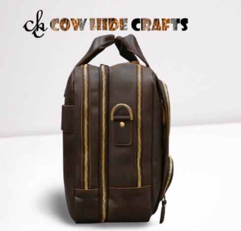 Expandable leather messenger dual firm handles