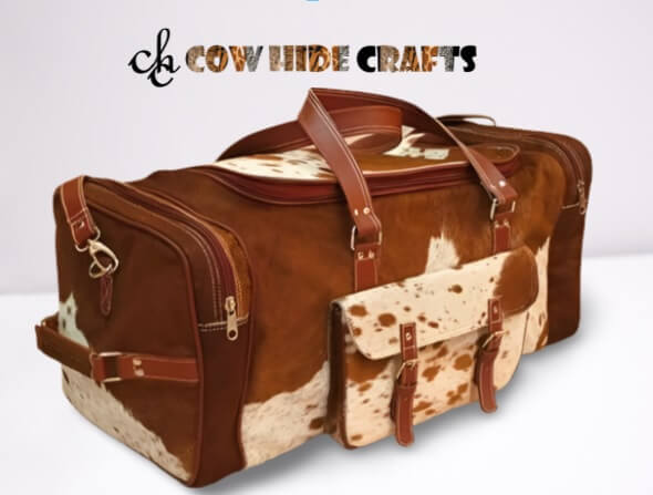 family travel cowhide duffle bag hair on hide
