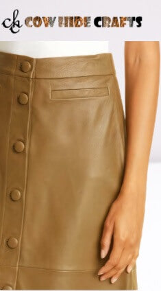 Front pocket leather skirt women 