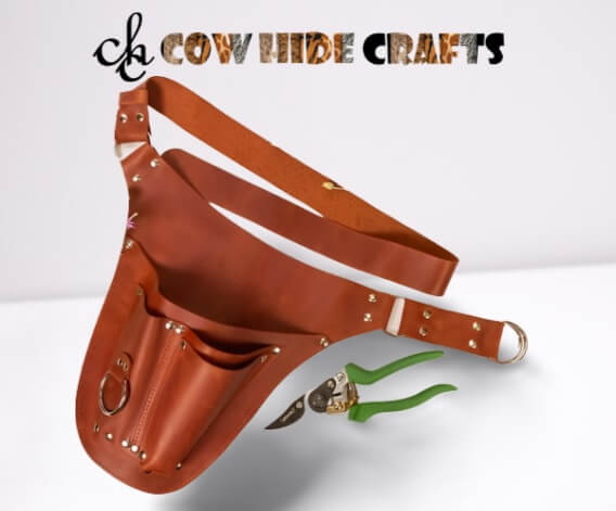 Leather garden tool belt for gardener florist use