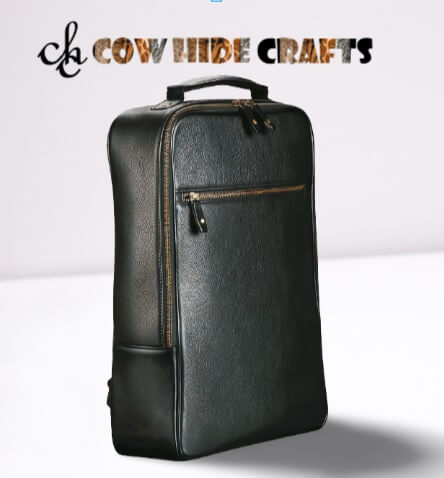 Grain leather backpack black minimalist