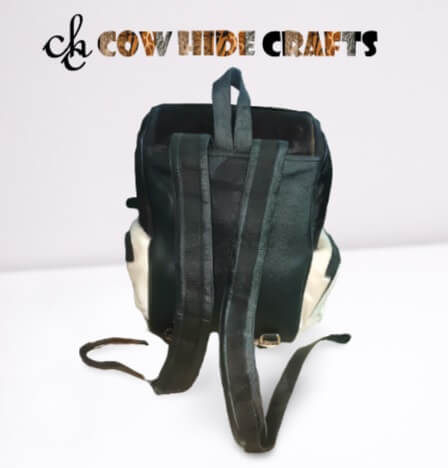 Hair on cowhide rucksack leather backside