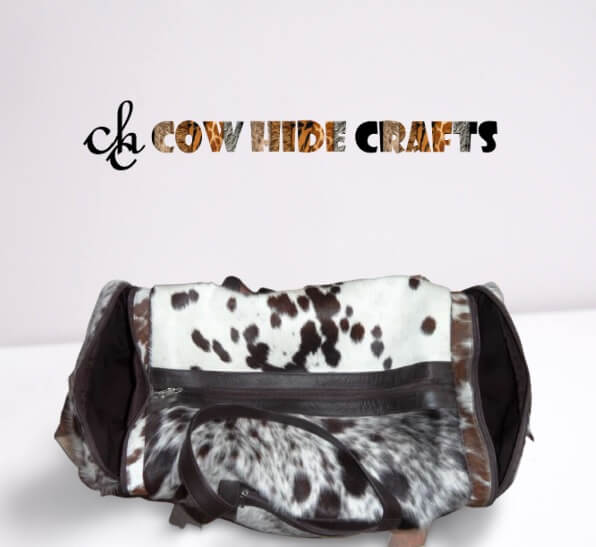 Hair on hide cowhide weekender bag 