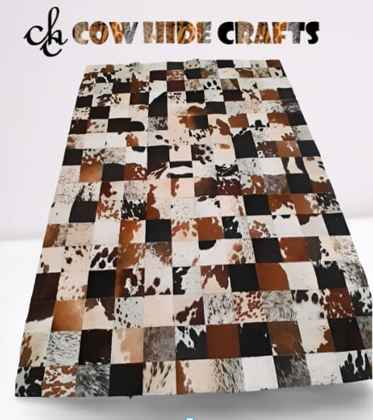 Hairon large patchwork cowhide rug
