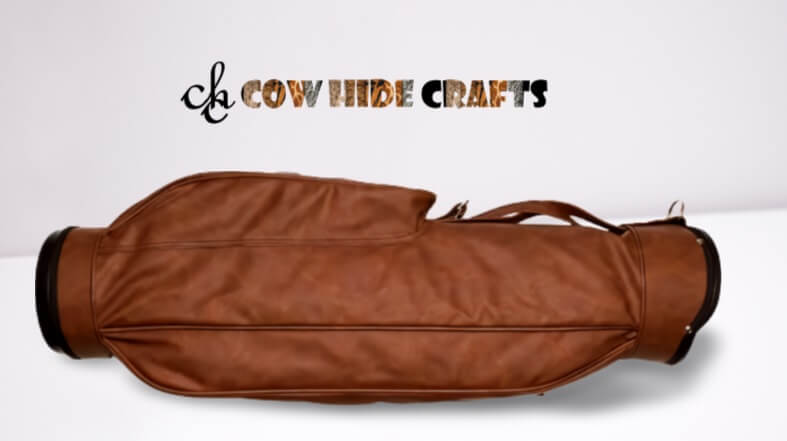 Handcrafted leather golf bag structured exterior