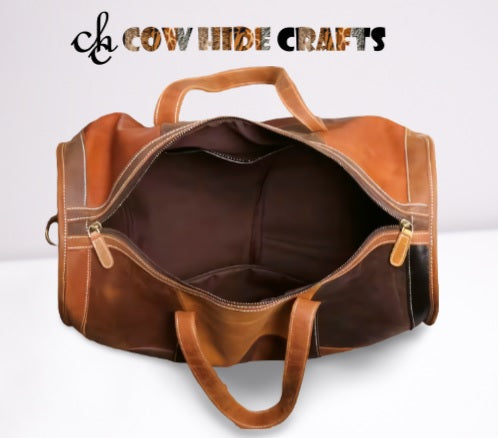 Handmade leather road trip carryall