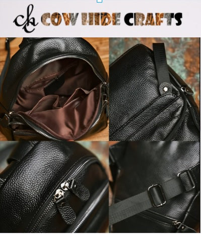 Handmade small leather city backpack