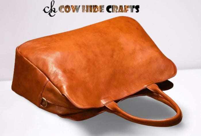 Genuine leather cabin size carry on duffle