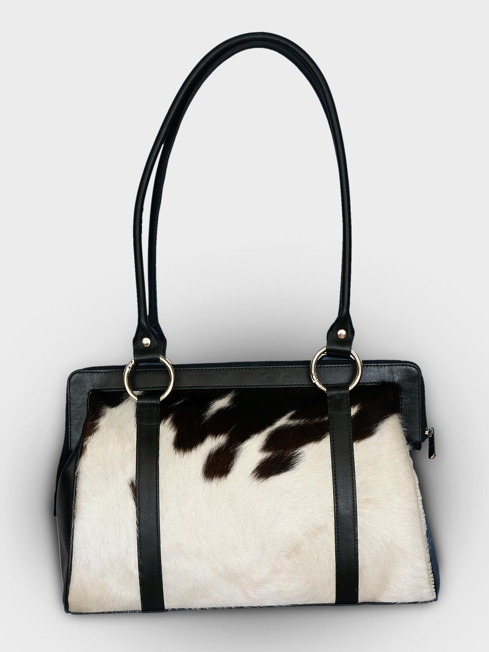 Ladies cowhide purse dual leather handles